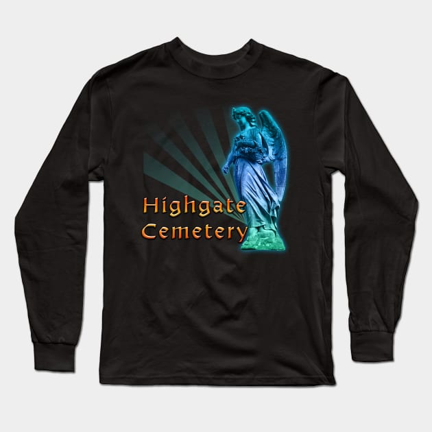 Highgate Cemetery Angel Long Sleeve T-Shirt by Shawnsonart